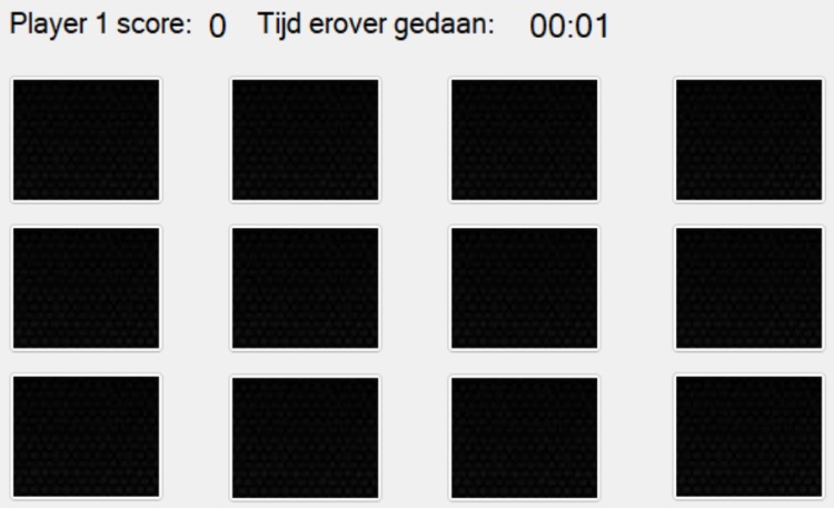 Schermafbeelding van het Memory Game project